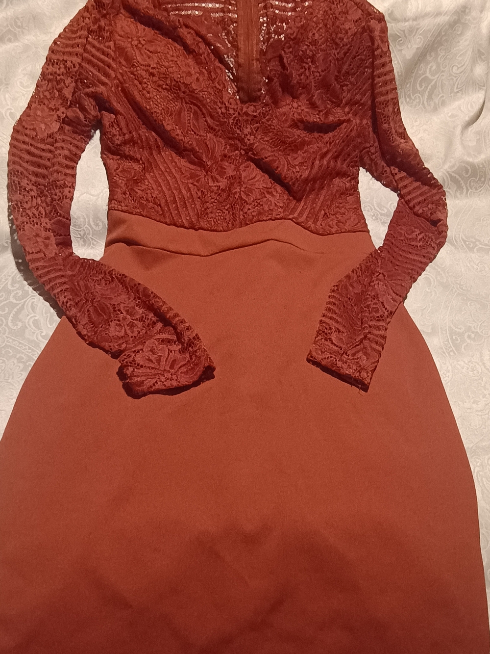 Mind Code Rust Lace Top - Picture 3 of 3